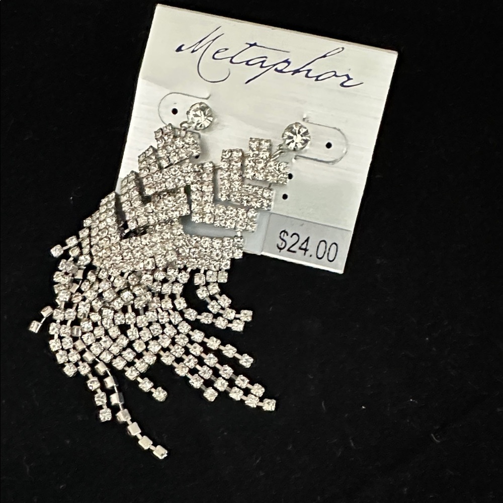 Metaphor Dazzling Silver Drop Earrings - Picture 2 of 2